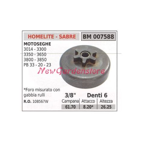 Pignone HOMELITE motore motosega 3014 3300 3350 3650 3/8' denti 6 007588