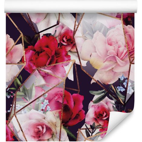 Carta da parati con rose in stile moderno per soggiorno e camera da letto, 50x1000 cm (1/5)