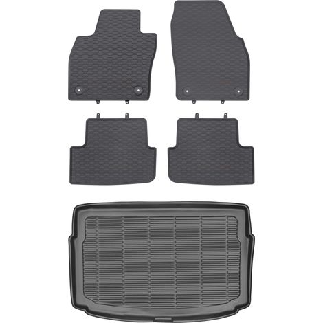 Volkswagen Polo VI Hatchback de 2017 (JUEGO) - Alfombrillas de goma para coche + alfombrilla para maletero