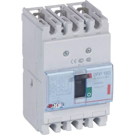 Disjoncteur magnétothermique DPX³160 pouvoir de coupure 36kA 400V - 3P - 25A - LEGRAND