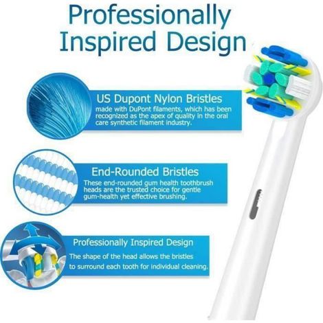 Pack de 16 - Brossette de Rechange Pour Oral-B Têtes de Brosse à Dents Electrique Precision Clean, Fabriqué en Chine (1/4)