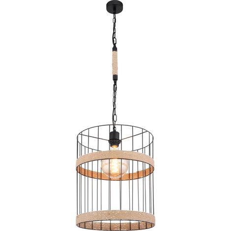 Globo Halia Suspension avec cadre métallique de 35 cm, noir mat, 1 culot E27