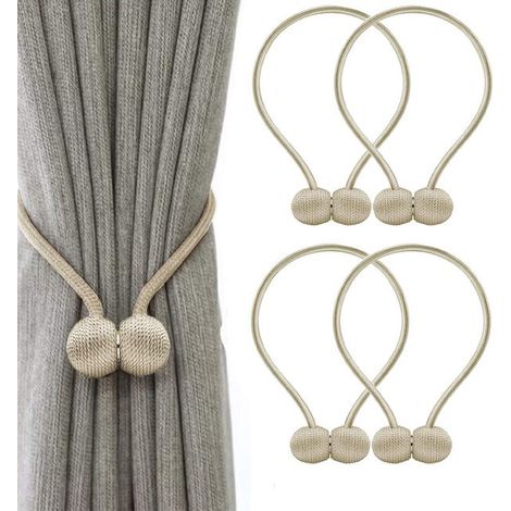 Correas magnéticas para cortina con hebilla, presilla para casco, longitud total 48 cm (beige) (1/5)