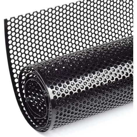 100x33cm Noir grille de course, Taille du trou de Nid d'abeille 6×2mm, grille en aluminium, universels grille de radiateur de voiture (1/5)