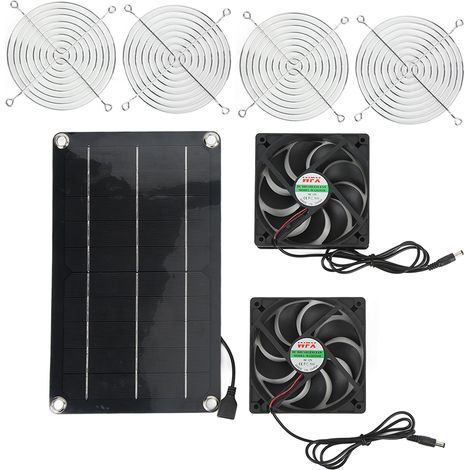 Ventilateur Solaire Portable Écologique pour Maison d'Animaux - Double Extraction 12V avec Panneau