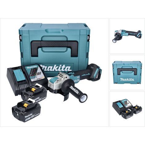 Makita DGA 521 RFX1J Amoladora angular sin cable 18 V 125 mm X-LOCK Brushless + 2x batería recargable 3.0 Ah + cargador + Makpac (1/5)