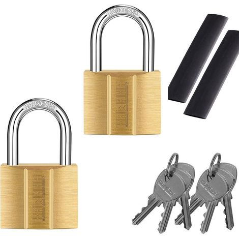 Lot de 2 cadenas en laiton 40mm, étanches, haute sécurité, clés identiques (1/5)