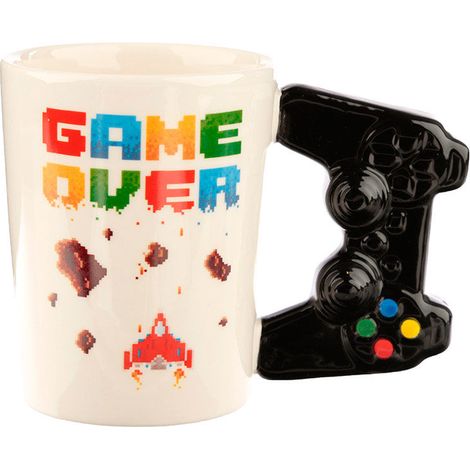 Taza asa 3D Mando Videojuego Pixel Game Over
