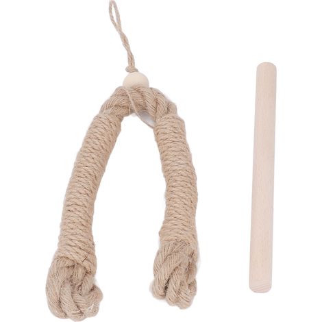 Porte-papier toilette en corde de chanvre tressée à la main, sans perçage, porte-papier toilette pratique en bois pour la salle de bain. (1/5)