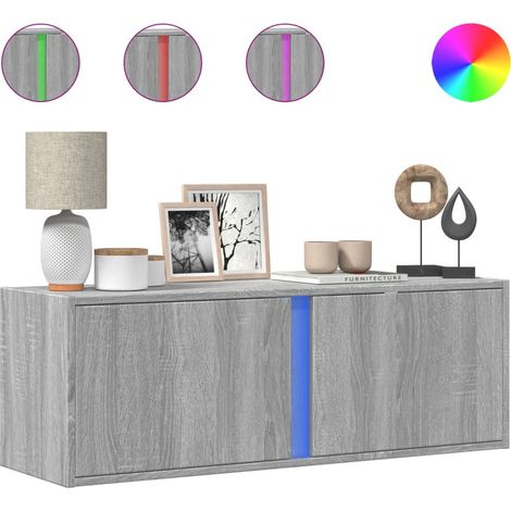 Maison Exclusive - TV-Wandschrank mit LED-Beleuchtung Grau Sonoma