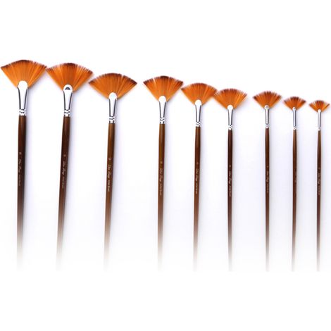 Ensemble de 9 pinceaux éventail en nylon doux pour aquarelle, huile, acrylique et gouache. Fournitures pour le dessin et la peinture artistique. (1/5)