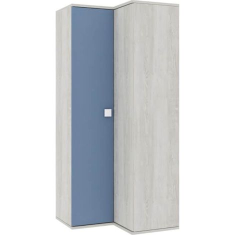 Eckgarderobe 98x96x223h getragenes Weiß Hellblau