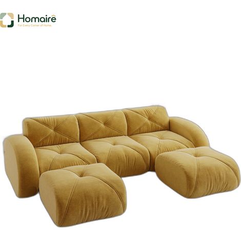 Pouf en chenille jaune 281 x 171 x 76 cm HOMAIRE (1/5)