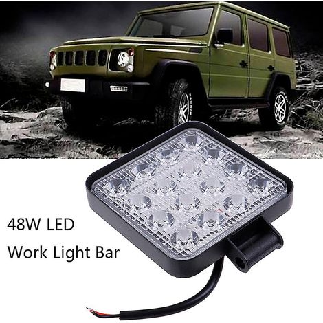 Projecteur de travail LED 48 W pour camions, tracteurs et véhicules tout-terrain, 12 V/24 V, carré (1/4)