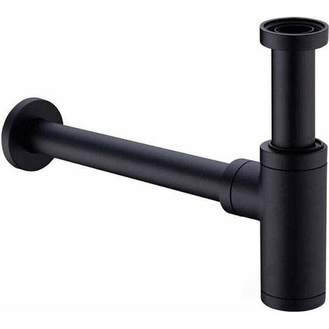 Universeller Spülbecken-Siphon aus Messing mit 200-mm-Verlängerungsrohr, 1 1/4 x 32 mm verstellbar, geruchsdicht und wasserdicht, schwarz