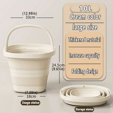 Panier de rangement pliable – Matériau durable, bassine multifonctionnelle, seau de pêche portable pour la voiture et les activités de plein air, panier à linge grande capacité pour la maison, seau à (1/4)