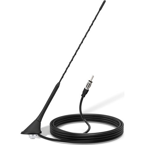 Antenne Voiture Longue Autoradio FM AM Amplifiée Adaptateur DIN 41cm (1/5)