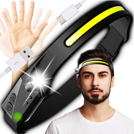 Lampe frontale LED puissante, rechargeable et étanche, via USB. (1/5)