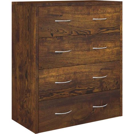 Aparador buffet cómoda armario mueble organizador cocina salón salón con 4 cajones 60 x 30,5 x 71 cm marrón ahumado 020029751