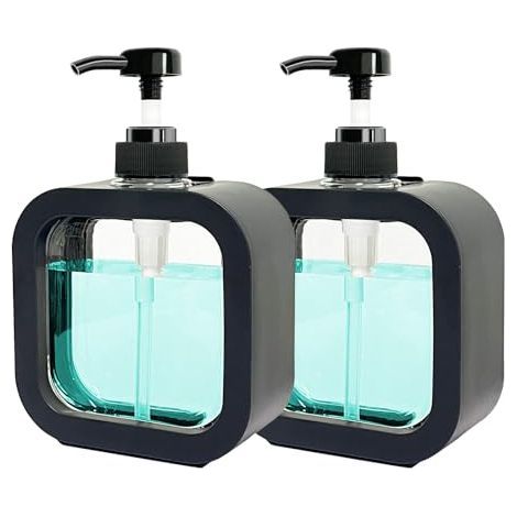 Distributeur Savon, 2 Pièces Flacon Pompe Vide, Distributeur Liquide Vaisselle et Produits Soin Personnel Salle de Bain, Cuisine (300ml 2pcs-Noir) (1/4)