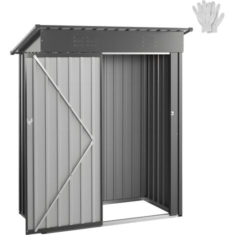 Mophorn Cobertizo Metálico para Herramientas, Caseta de Almacenamiento Exterior 1533 x 876 x 1815 mm con Puerta con Cerradura y 2 Ventilaciones, Ideal para Herramientas y Bicicletas, Color Gris
