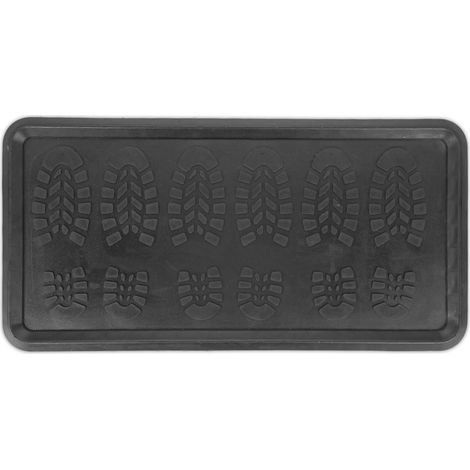 Relaxdays Zerbino in Gomma Antiscivolo, LxP: 80 x 40 cm Tappetino per Scarpe Bagnate, da Ingresso, con Bordo Alto, Nero