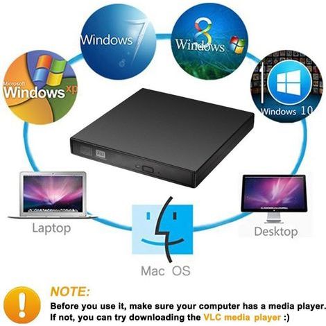 Graveur CD/DVD portable super multifonctionnel USB 2.0, compatible avec Windows, Mac et autres systèmes. (1/4)