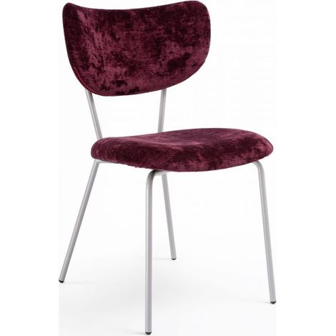 Sedia velluto imbottita Design Moderno qualità Made In Italy - Telaio Metallo GRIGIO velluto pregiato 5 colori - SURI COLORE Velluto Bordeaux - Telaio Grigio Opaco (1/5)