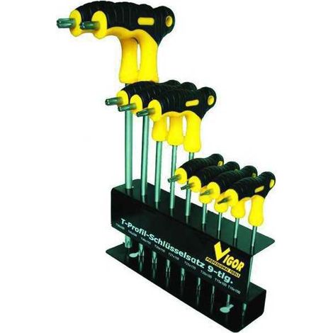 Juego de destornilladores Vigor Crv Torx con mango en T, 9 piezas
