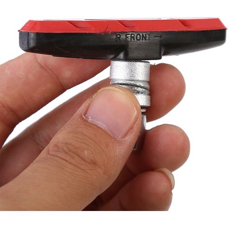 1 paire de patins de support de frein en V pour vélo de montagne, chaussures, blocs en caoutchouc (rouge). (1/5)