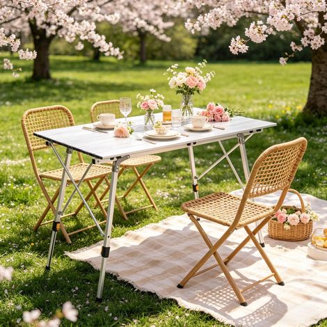 Tisch Klapptisch höhenverstellbar 120 cm Aluminium OKMYHOME (1/5)