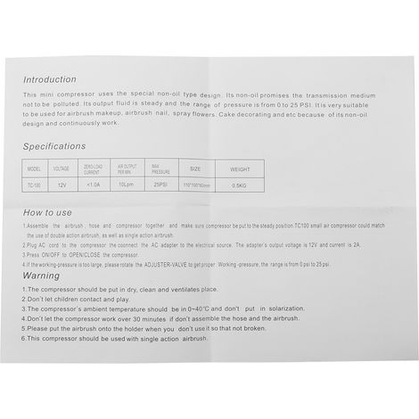 Kit compresseur aérographe à double action pour tatouage et nail art (prise UE 110-240V) (1/5)