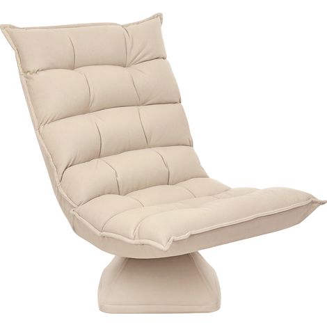 Fauteuil de sol paresseux fauteuil relax design capitonné inclinaison dossier réglable pivotant 360° revêtement lin beige