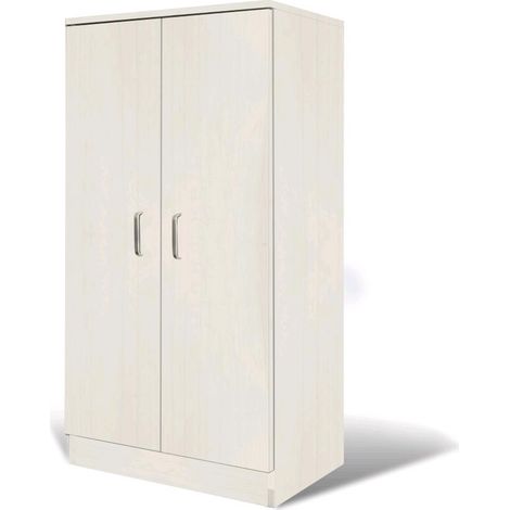 Mobile Armadio Multiuso in Legno 2 Ante 6 Ripiani colore Bianco Nordico 55x36x108H cm (CD133-BN) Colore Bianco