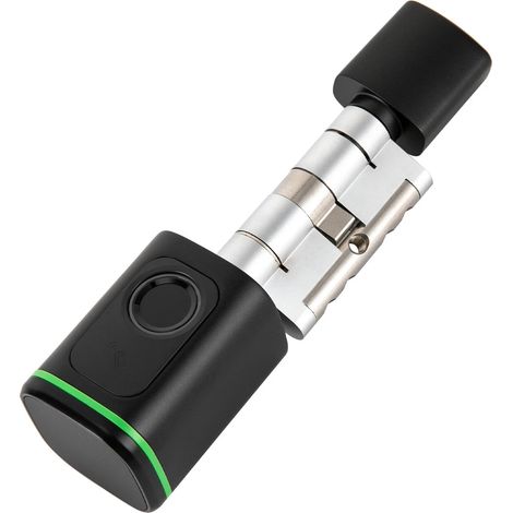 Serratura con impronta digitale connessa con APP, chiave magnetica, chiave manuale, serratura elettronica a cilindro, Smart Lock per casa connessa, IP53, nero