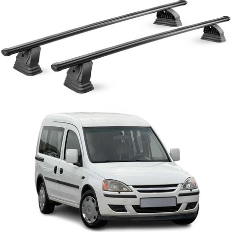 OMAC Barres de toit transversales en acier pour Opel Combo C 2001-2012 – TÜV / DIN 75302:2019 – Antivol inclus – Rainure en T (accessoires) – Charge max 75 kg – 2 barres – Noir (1/5)