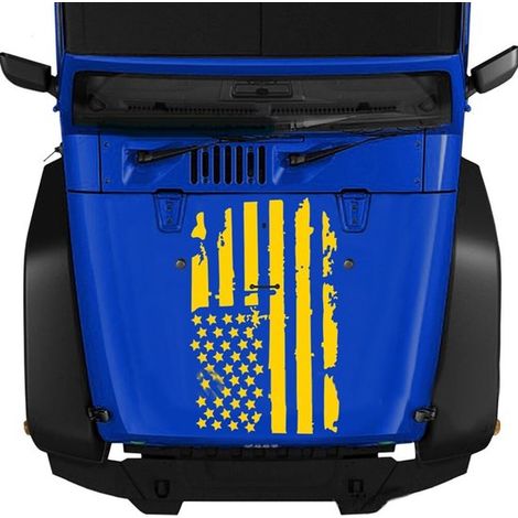 Pegatina de vinilo para capó de coche con la bandera estadounidense，pegatina impermeable para tuning de coche，90x51cm amarilla