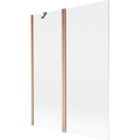 Mexen Mist paravent de baignoire à 2 panneaux 130 x 150 cm, transparent, cuivre brossé - 8A9-130-011-65-00 (1/5)
