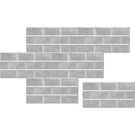 Sticker Mural - PVC Imperméable - Pour Plaque De Cuisinière Et Mur Cuisine - Motif Brique Grise - 10 Pièces (1/5)