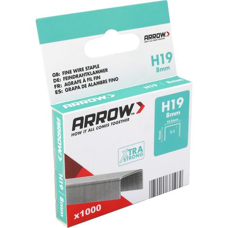 Arrow Tackerklammer Feindraht H19 8 mm Stoff & Gewebe 1000 Stück (1/3)