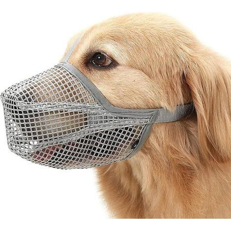 Muselière en Maille Respirante Réglable pour Chiens Ajustable Muselières pour Chiens,Prévenir Les Morsures （Taille L） (1/5)