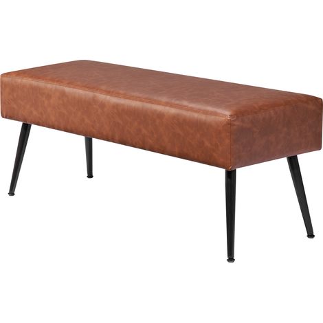 Mophorn Panca da Camera da Letto in Pelle Sintetica, Panca con Gambe in Metallo e Dettagli Cuciti per Ingresso, Seduta Imbottita per Scarpe, Design Moderno per Soggiorno e Sala da Pranzo (1/5)