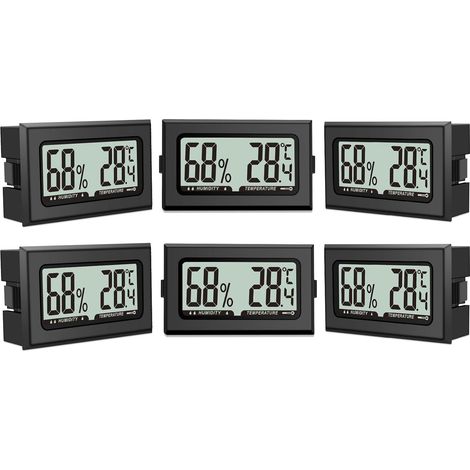 Lot de 6 thermomètres hygromètres numériques avec écran LCD pour intérieur, bureau, salon et cave à vin (piles incluses) (1/5)