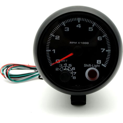 Tachymètre universel noir pour voiture de 3.75 pouces, jauge bleue, lumière inter-changement, 0-8000 tr/min. (1/4)
