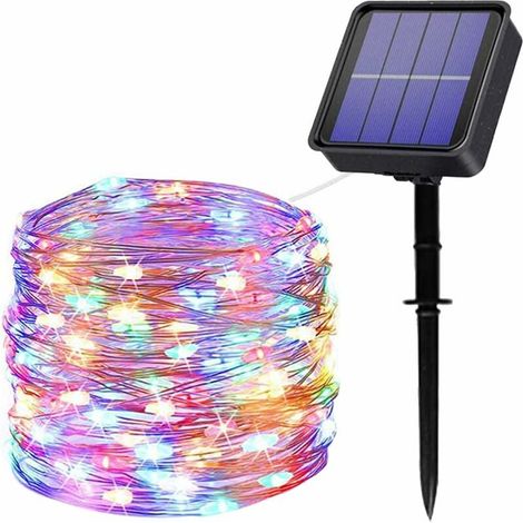 Guirlande lumineuse solaire extérieure 22 m, 200 LED cuivre étanche avec 8 modes pour jardin, terrasse ou mariage (1/5)