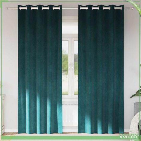 4107211 Rideaux occultants 2 pcs Vert foncé 140 x 245 cm Velours (1/5)
