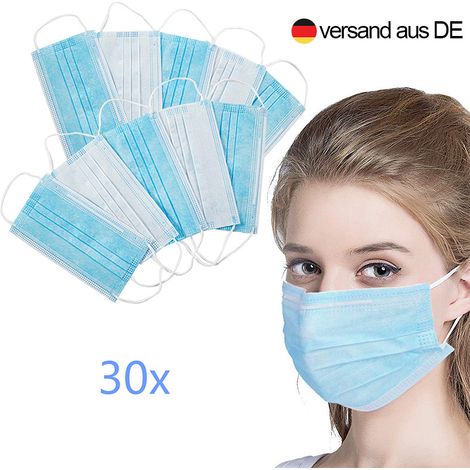 SWANEW Confezione da 30 Maschere chirurgiche mediche Maschere protettive Maschere monouso Colore blu navy BFE≥98% 3 strati (1/4)
