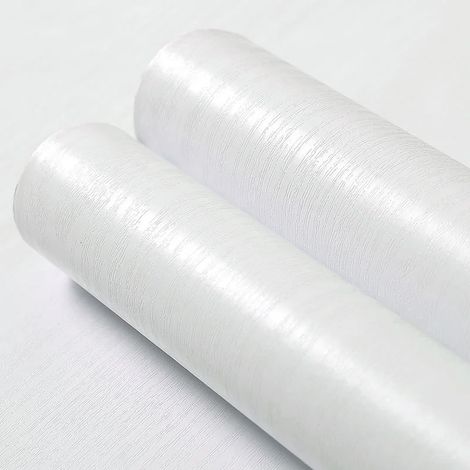 Papier peint adhésif décoratif en PVC imperméable (motif bois blanc, 40 cm x 100 cm), autocollant décoratif (1/4)