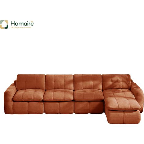 Canapé modulable en chenille orange avec accoudoirs 334 x 160 x 68 cm HOMAIRE (1/5)