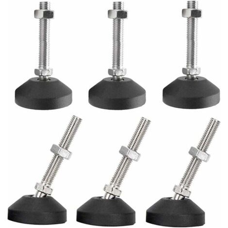 Pieds de meuble - Lot de 6 pieds universels réglables en silicone D50 × M8 × 50, base pivotante articulée en nylon filetée M8, patins de glissement pour pieds de table